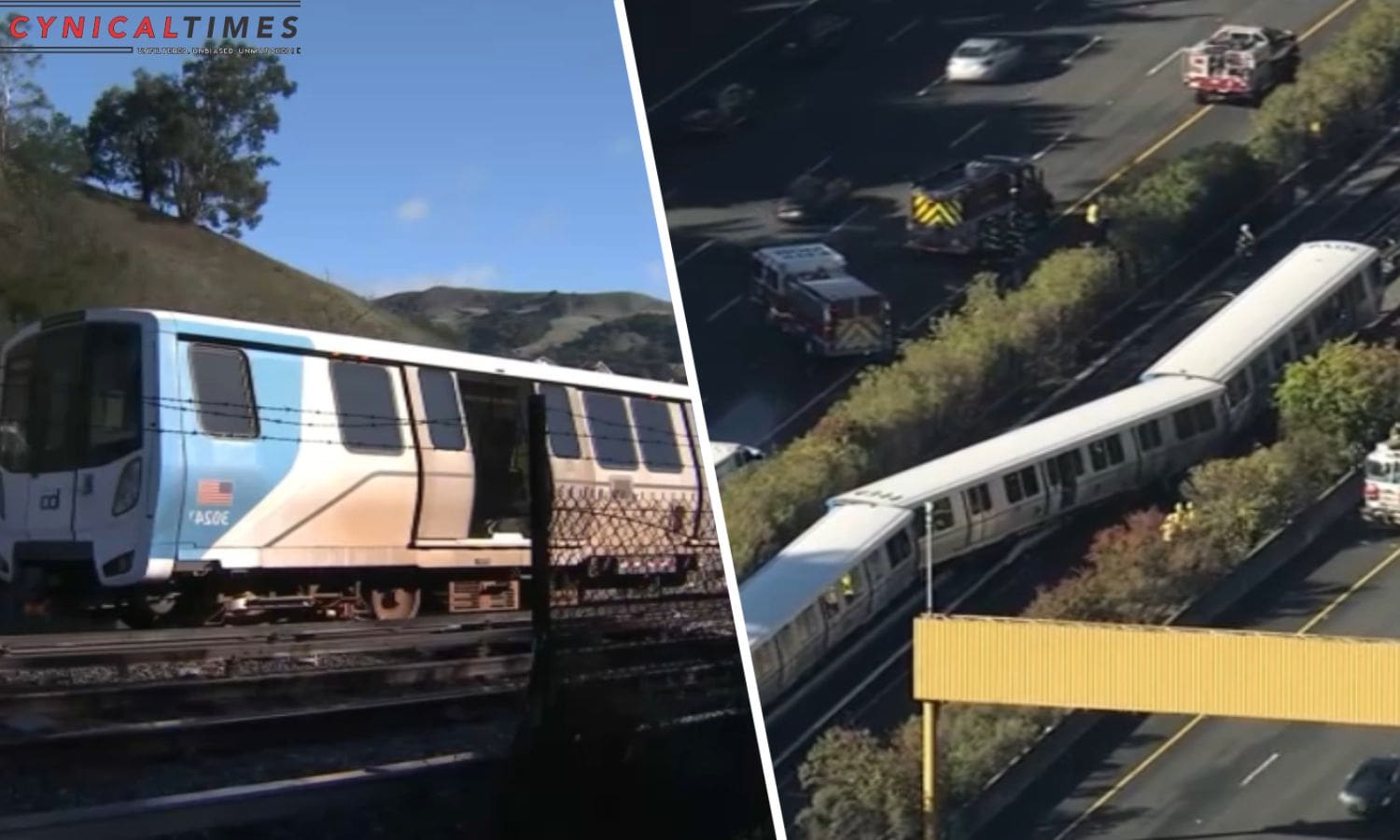 BART Train Derailment Sparks