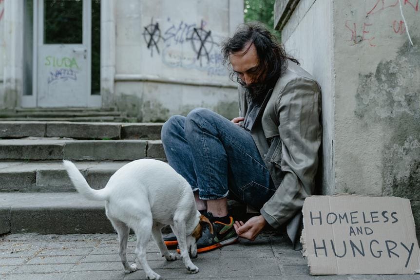 compassionate stranger rescues homeless man and dog