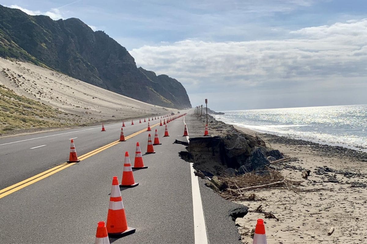 California Coastal Highway Paralyzed