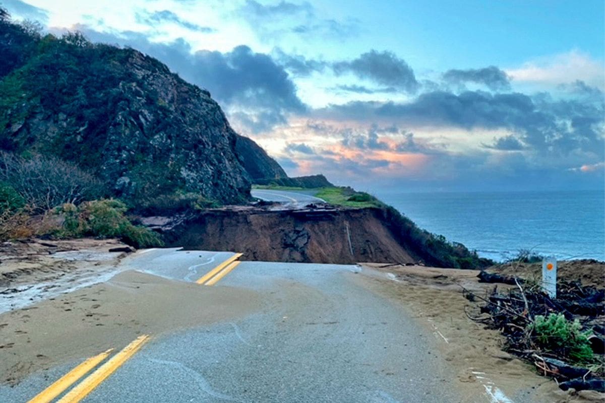 California Coastal Highway Paralyzed