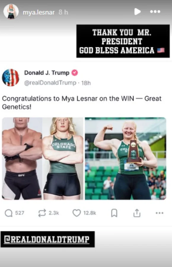 Brock Lesnar's daughter Mya receives Trump's congratulations after NCAA championship win