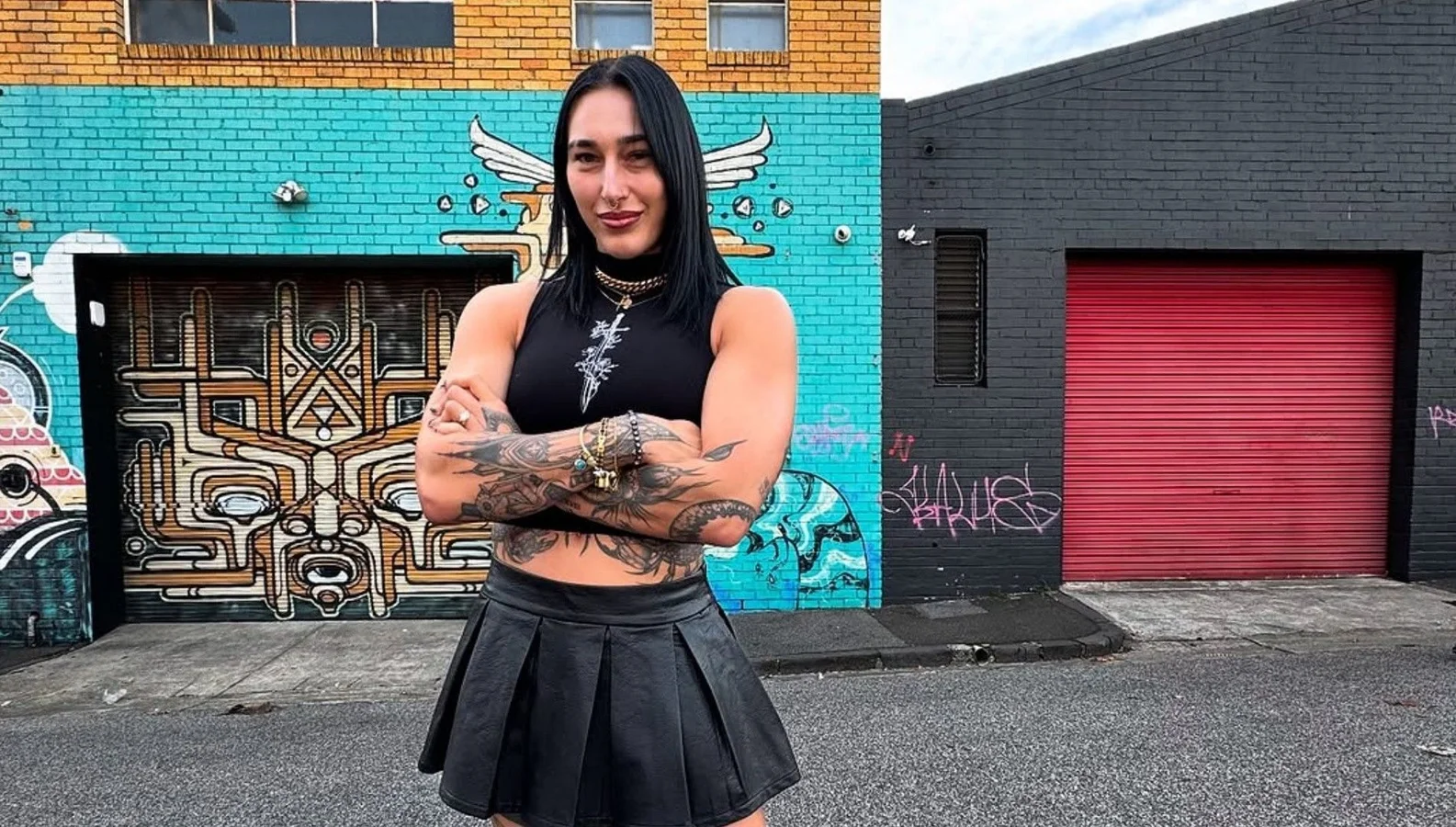 Rhea Ripley backstage with new Dungeon Dolls tag team