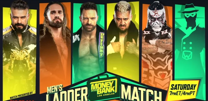 Seth Rollins competing in Men’s Money in the Bank ladder match